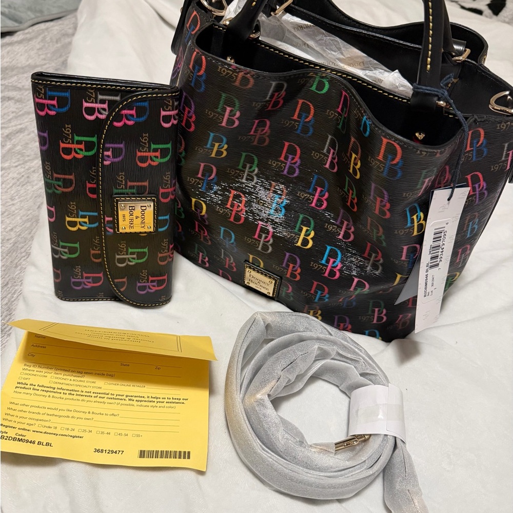 Dooney & Bourke DB75 Brenna multicolor small bag with matching wallet